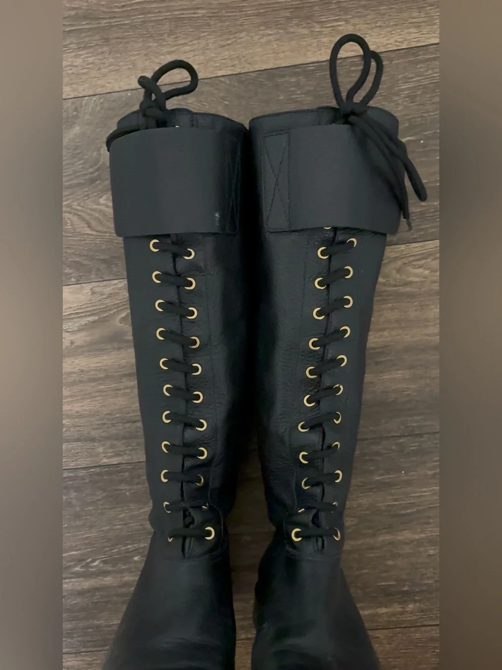 Tory Burch Leather Knee-High Combat Boots